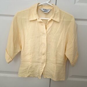 Light Yellow Linen Button-Up Shirt
